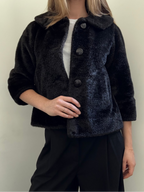Vintage Dark Brown Faux Fur Cropped Jacket Size Small