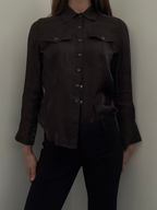 Vintage Brown Sheer Button Up Size Small