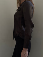 Vintage Brown Sheer Button Up Size Small