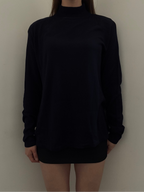 Vintage Silk Navy Blue Mock Neck Sweater Size XL
