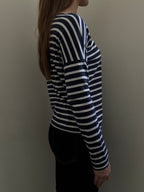 Vintage Saint Jame Navy Blue + White Striped Long Sleeve Size Medium