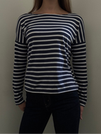 Vintage Saint Jame Navy Blue + White Striped Long Sleeve Size Medium
