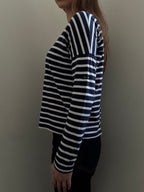 Vintage Saint Jame Navy Blue + White Striped Long Sleeve Size Medium