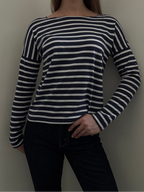 Vintage Saint Jame Navy Blue + White Striped Long Sleeve Size Medium