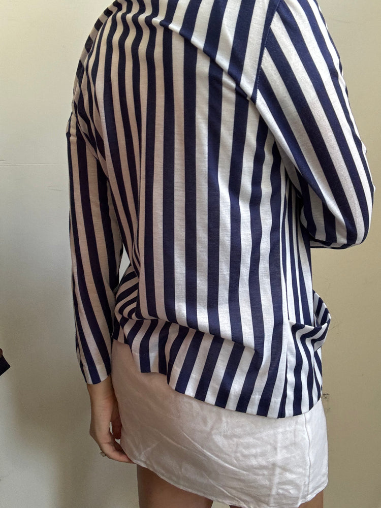 Vintage Blue + White Striped Cardi Size Small
