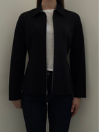 Vintage Black Cotton Fitted Zip-Up Jacket Size Small