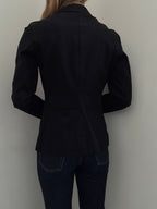 Vintage Black Cotton Fitted Zip-Up Jacket Size Small