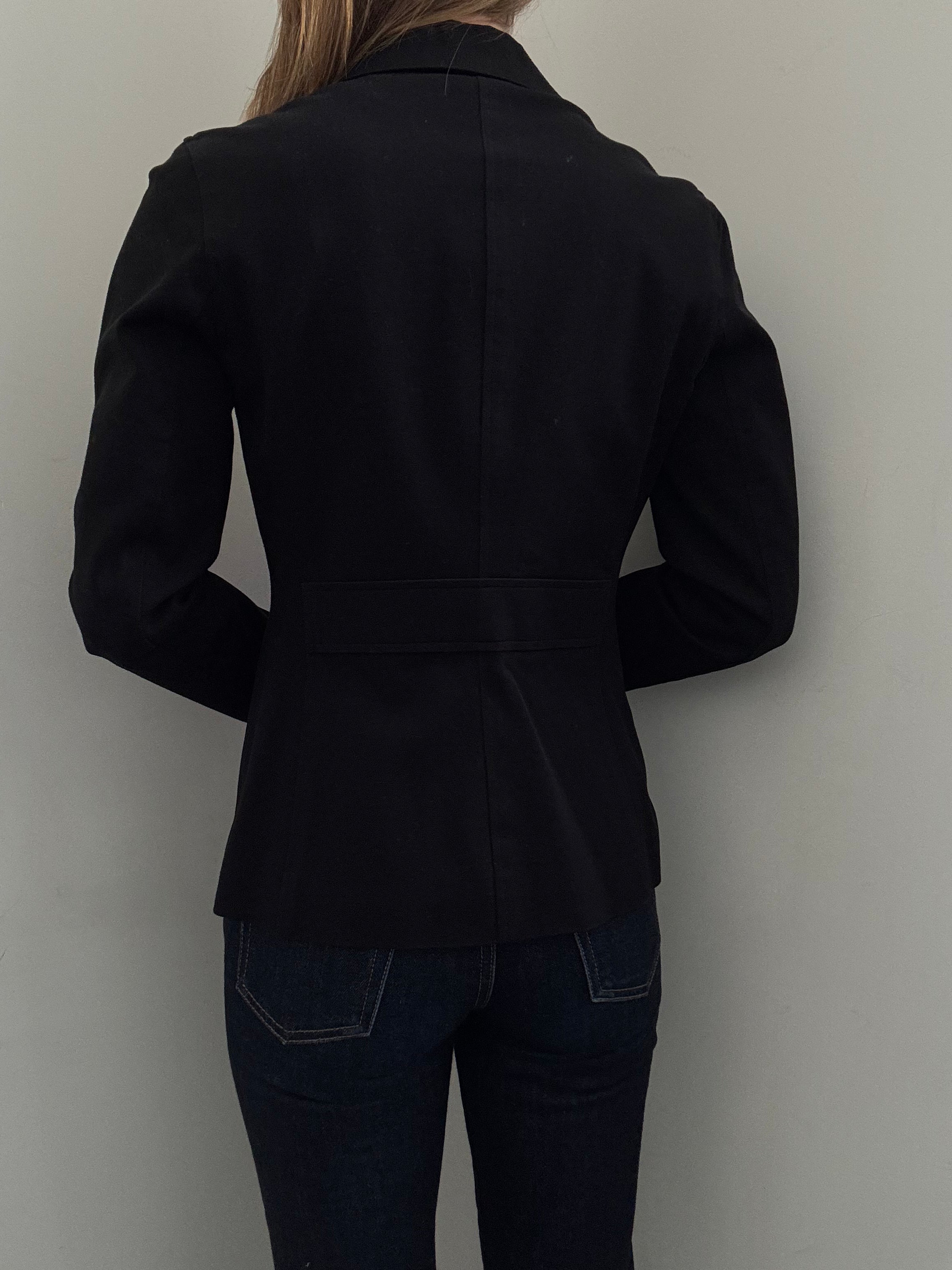 Vintage Black Cotton Fitted Zip-Up Jacket Size Small