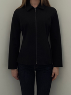 Vintage Black Cotton Fitted Zip-Up Jacket Size Small