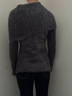 Pre-Loved Grey Mohair Knit Off the Shoulder Sweater Size Medium