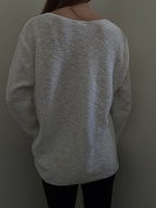 Vintage White Cotton Knit Scoop Neck Sweater Size Medium