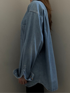 Vintage Cotton Light Wash Chambray Button-Up Size Large