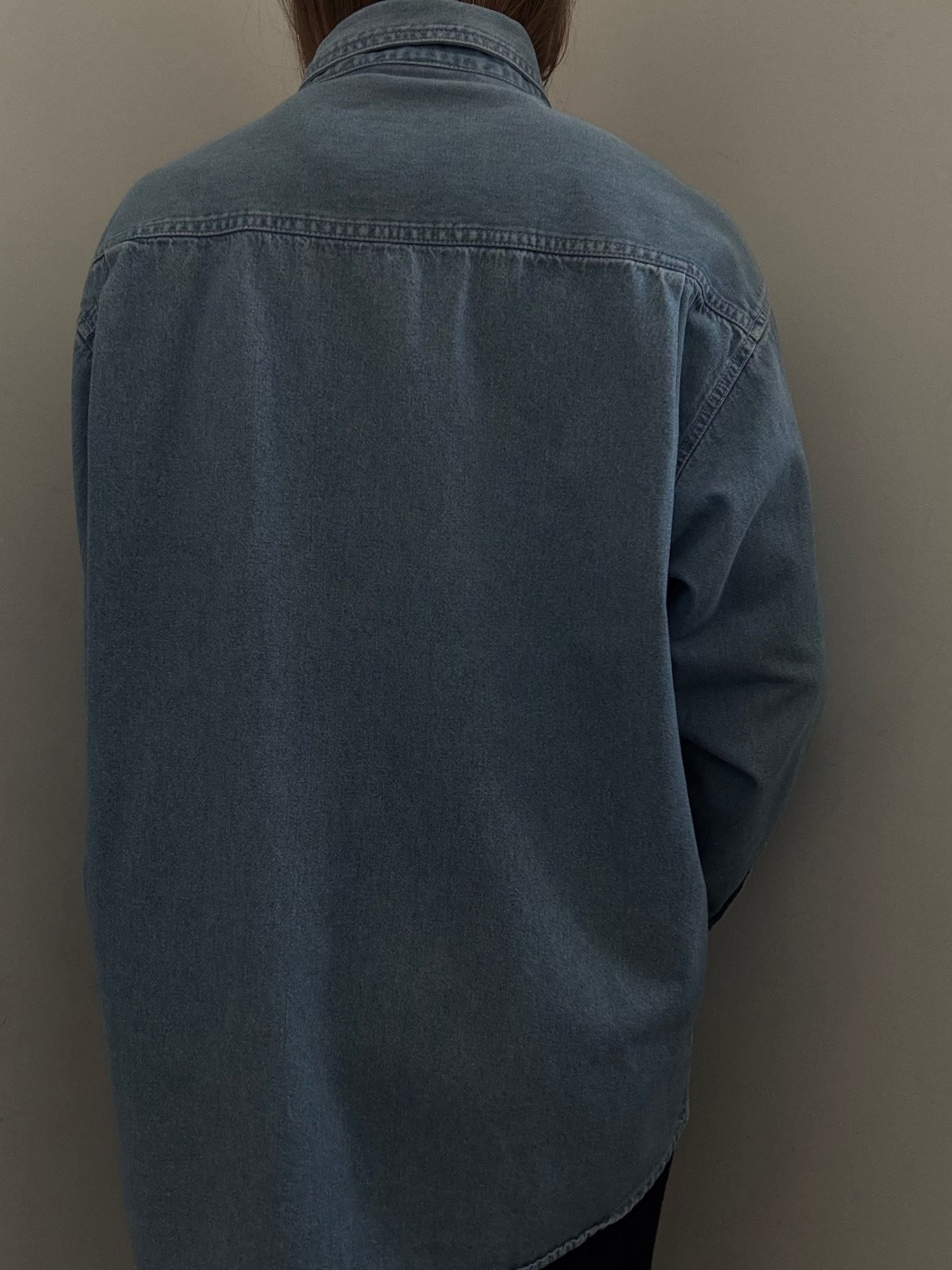 Vintage Cotton Light Wash Chambray Button-Up Size Large