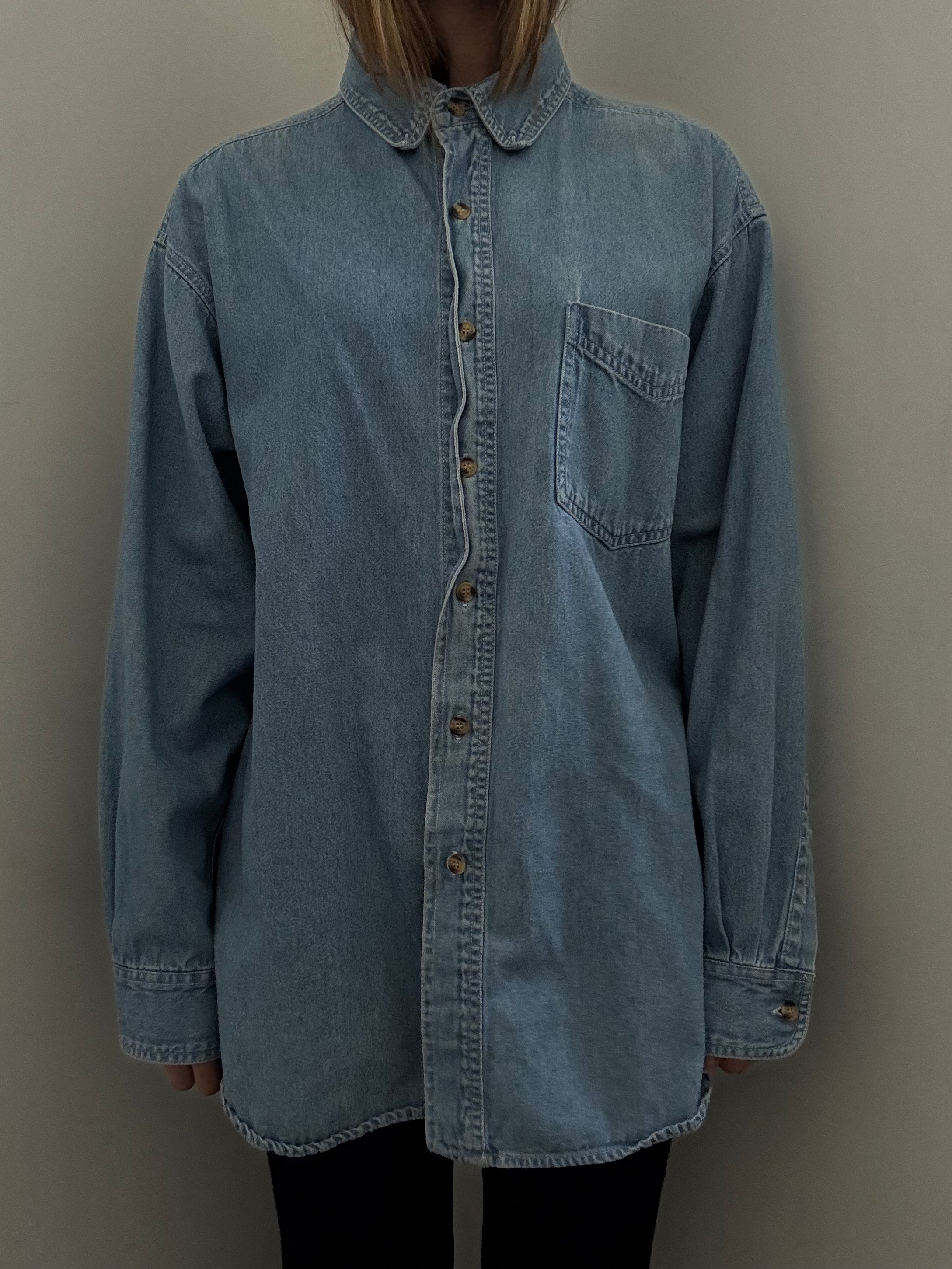 Vintage Cotton Light Wash Chambray Button-Up Size Large