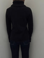 Vintage Black Cotton Blend Knit Turtleneck Size Medium