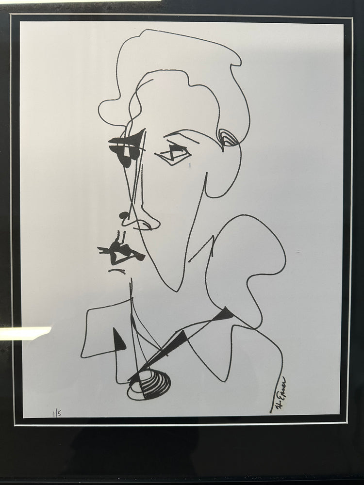 Original Hilda Epner Ink Figure Line Drawing with Glass Frame