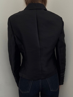 Vintage Black Silk Blend Ruffle Buttoned Jacket Size Large