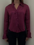 Vintage Magenta Iridescent Button-Up Blouse Size Small