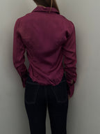 Vintage Magenta Iridescent Button-Up Blouse Size Small