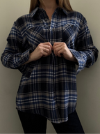 Vintage Blue Plaid Flannel Size Large