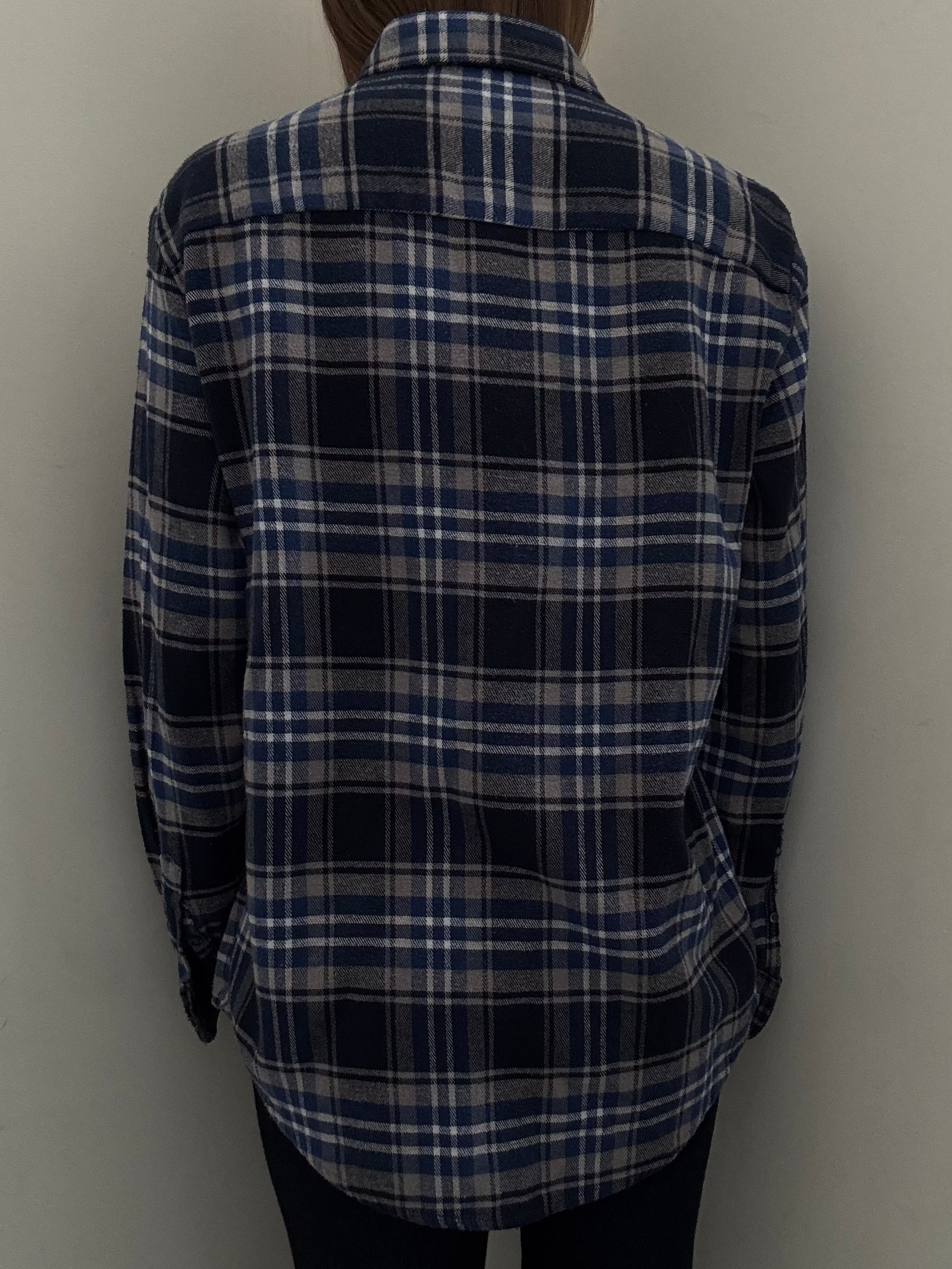 Vintage Blue Plaid Flannel Size Large
