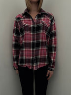 Vintage Red + Black + White Plaid Button Up Size XXL