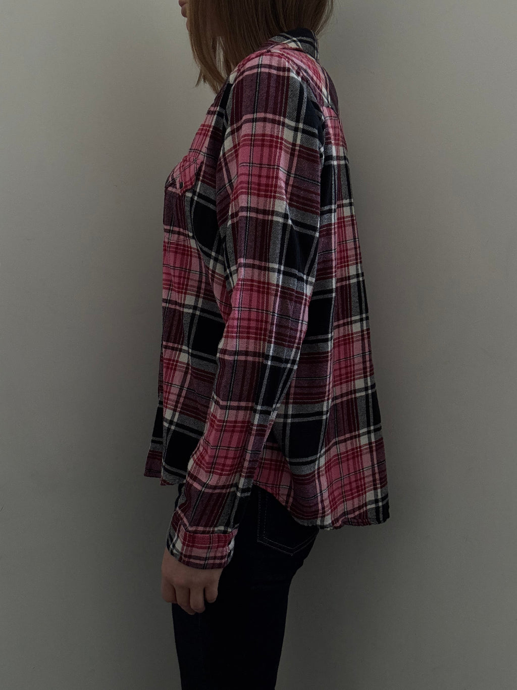 Vintage Red + Black + White Plaid Button Up Size XXL
