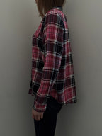 Vintage Red + Black + White Plaid Button Up Size XXL