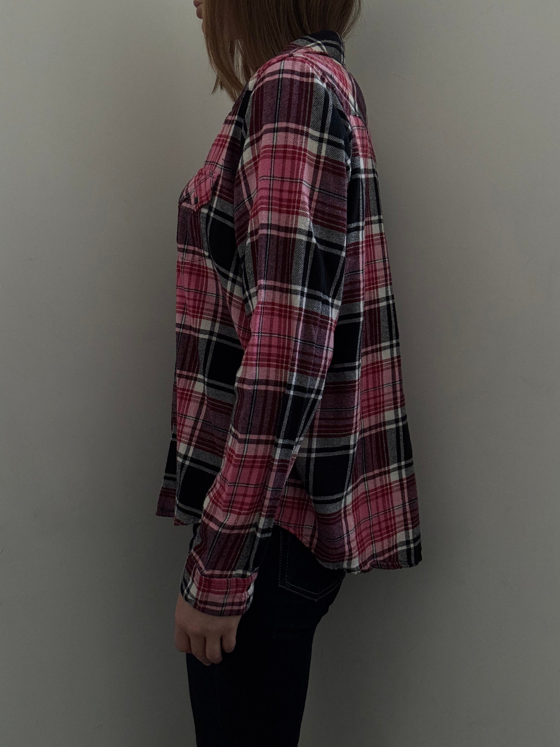 Vintage Red + Black + White Plaid Button Up Size XXL
