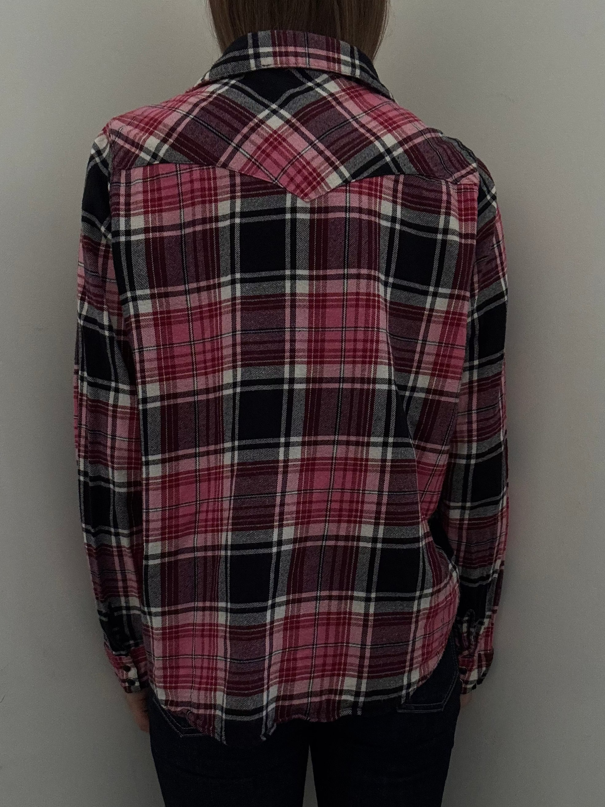 Vintage Red + Black + White Plaid Button Up Size XXL