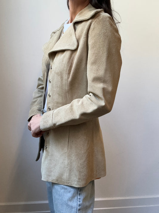 Vintage Light Tan Suede Fitted Jacket Size 4