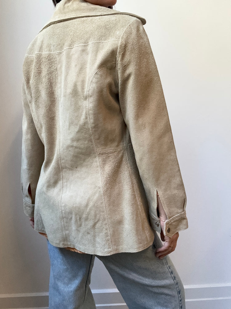 Vintage Light Tan Suede Fitted Jacket Size 4