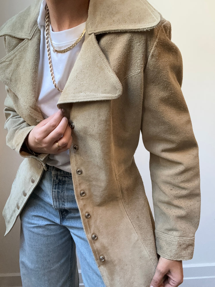 Vintage Light Tan Suede Fitted Jacket Size 4