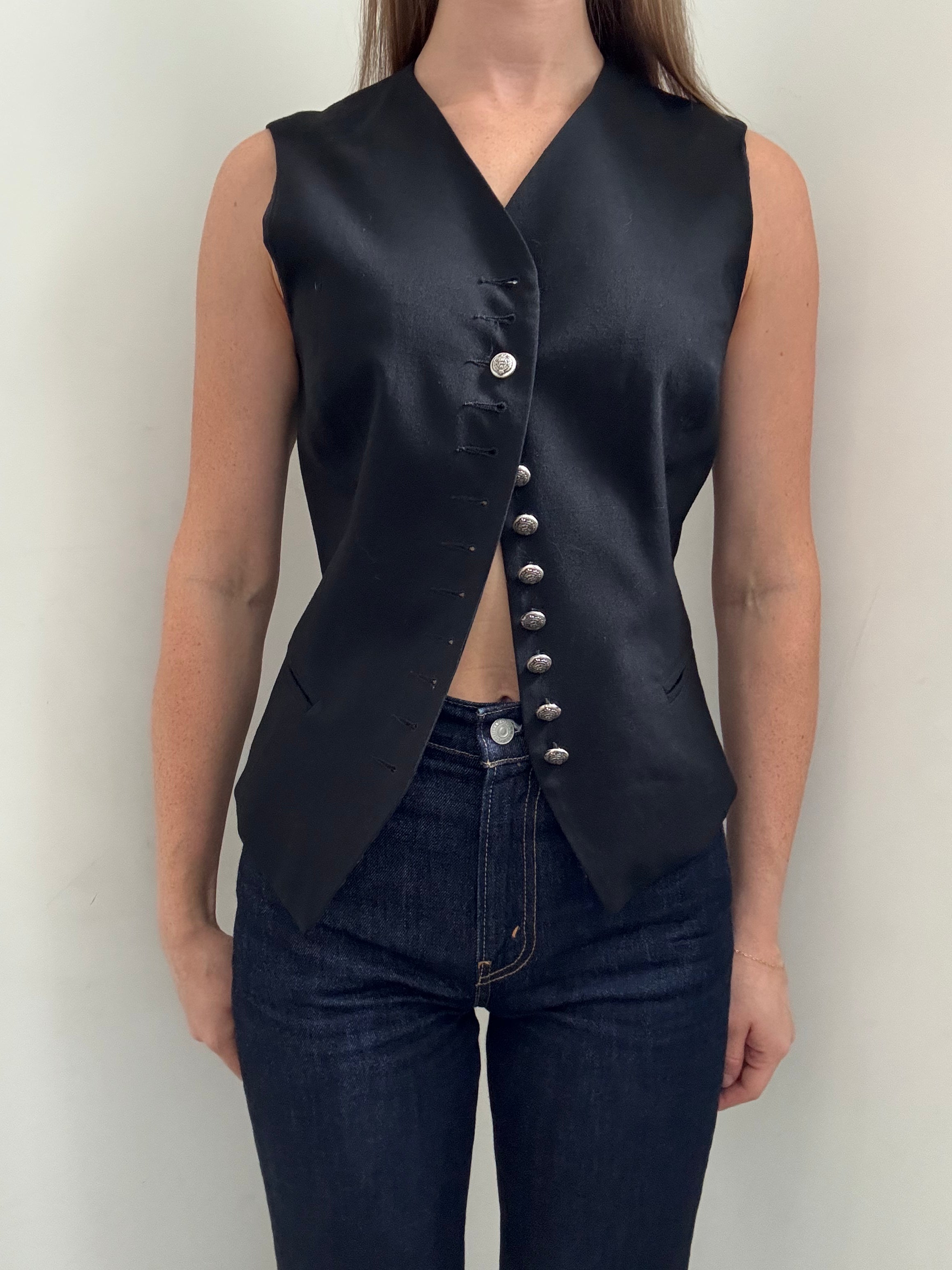 Vintage Black Tailored Vest Size L