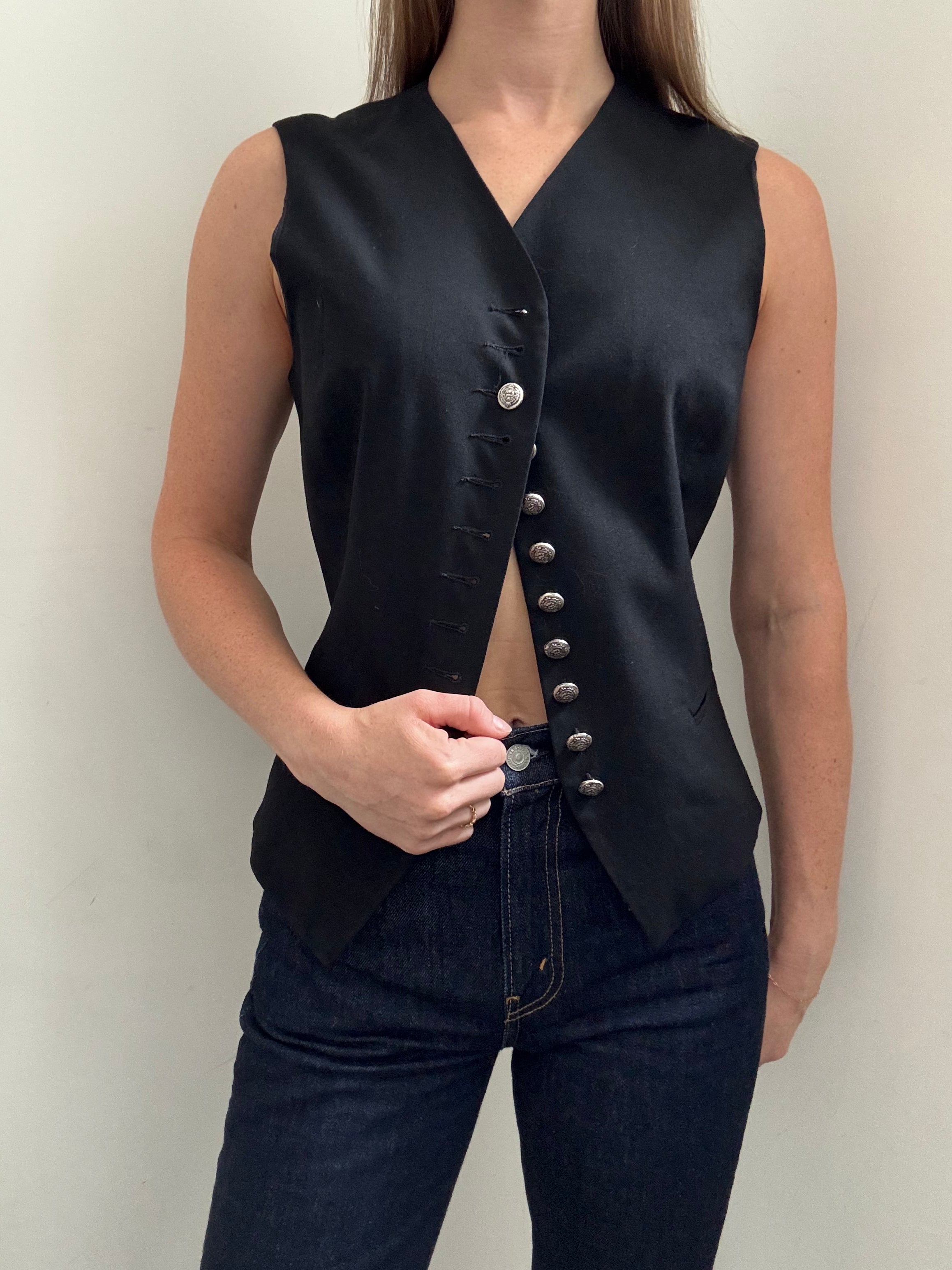 Vintage Black Tailored Vest Size L
