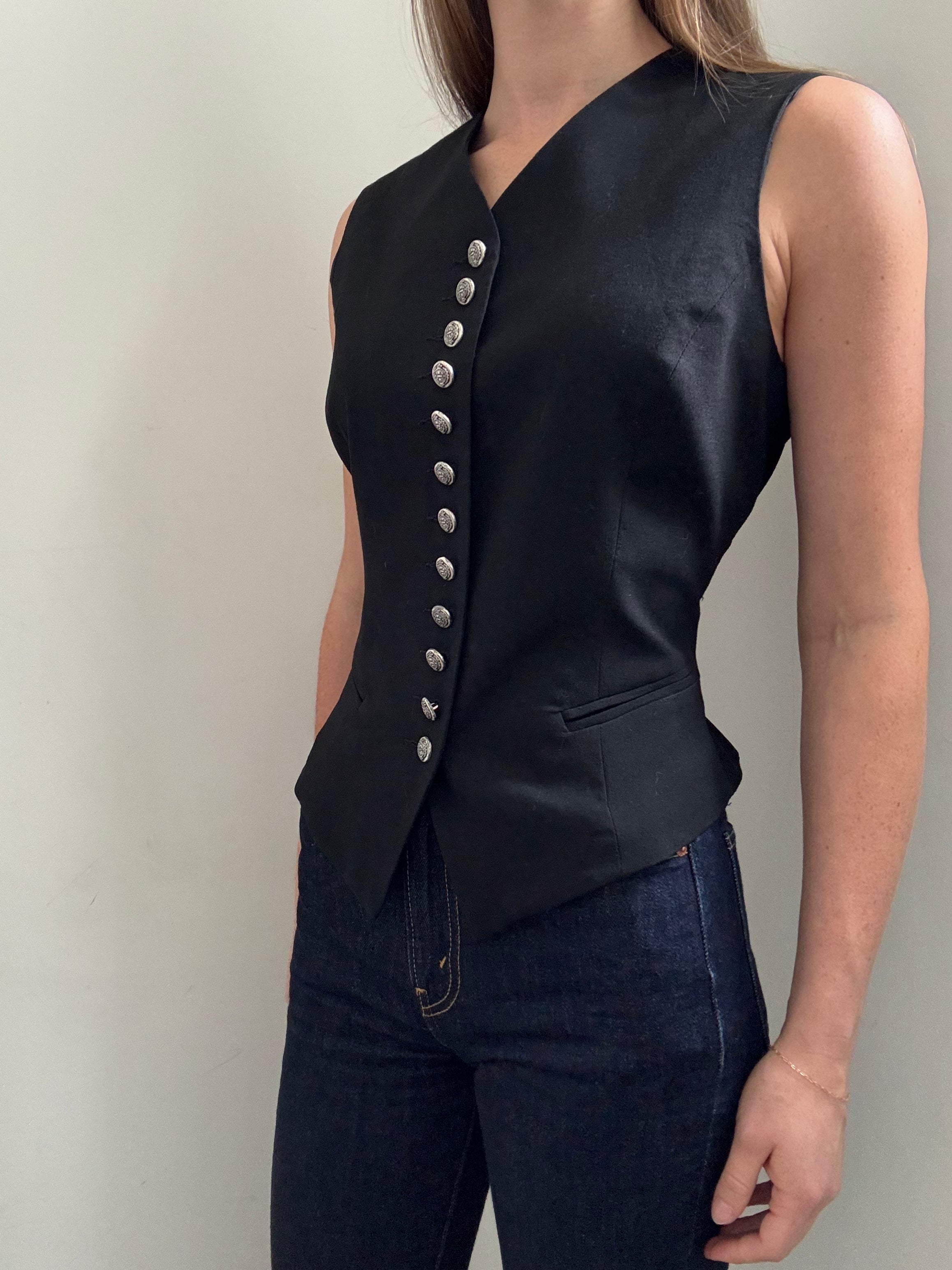 Vintage Black Tailored Vest Size L