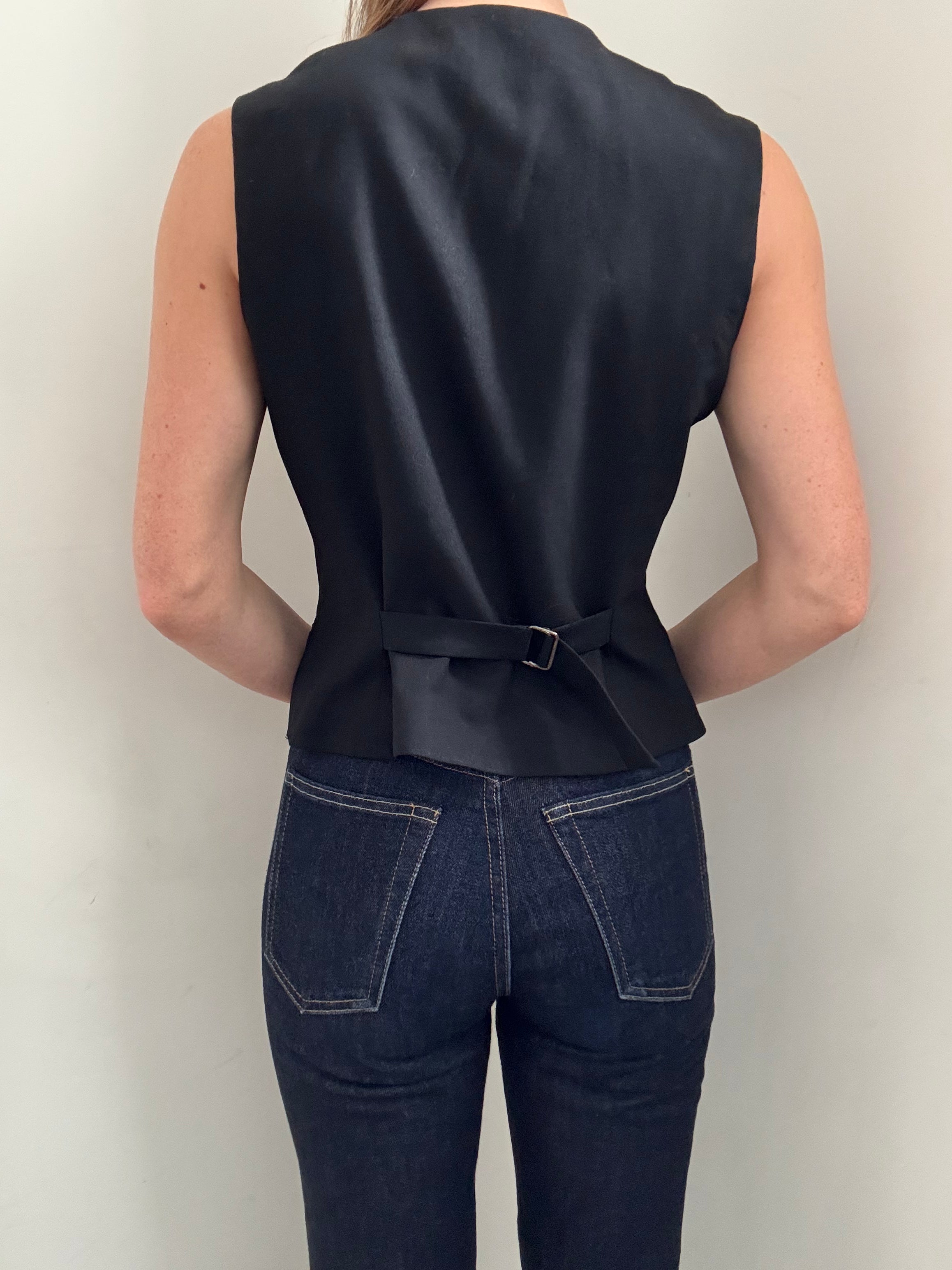 Vintage Black Tailored Vest Size L