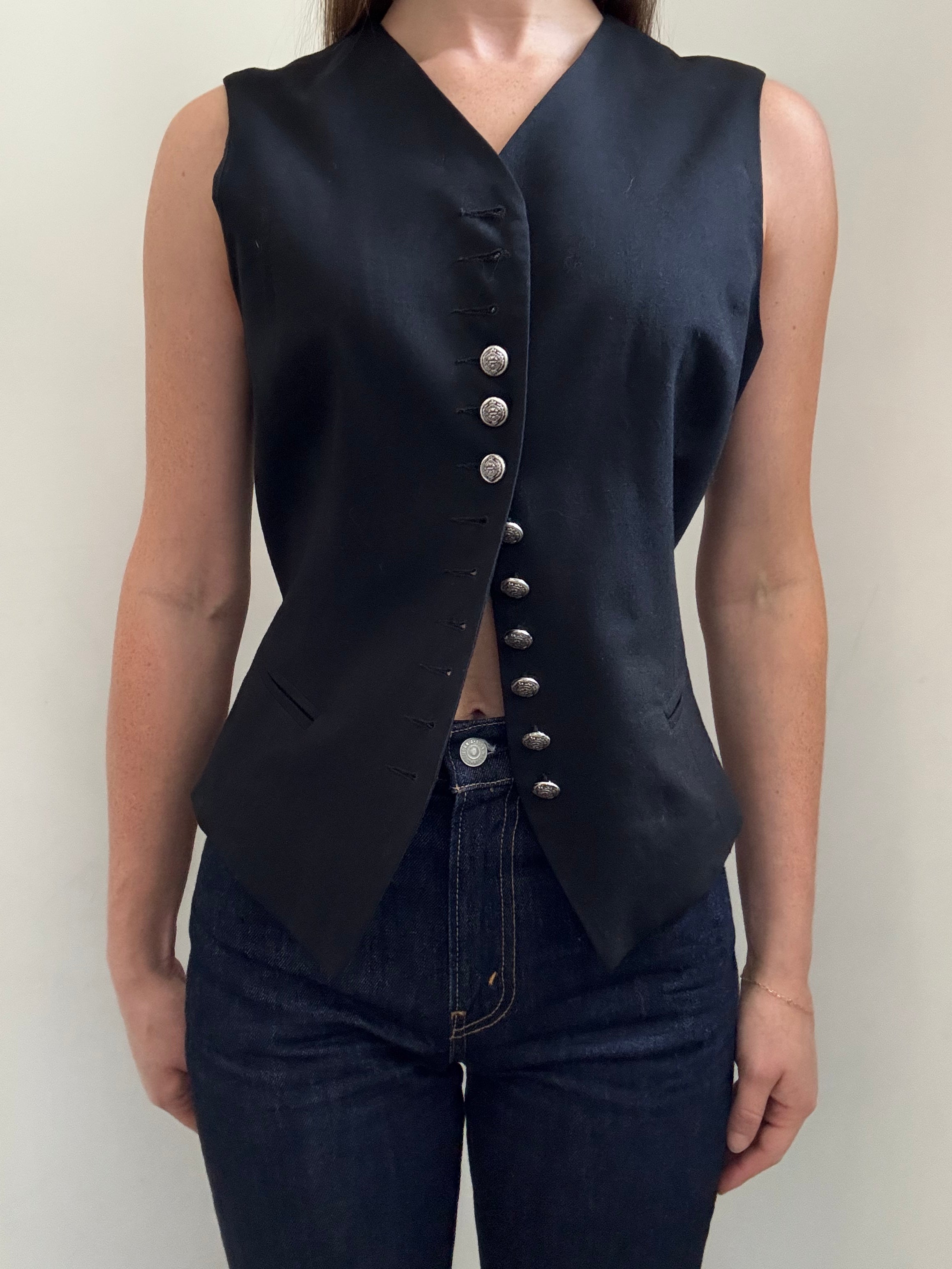 Vintage Black Tailored Vest Size L