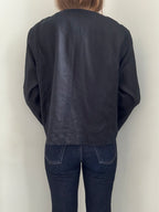 Vintage Black Linen Blouse Size PL
