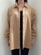Vintage Tan Ribbed Shacket Button Up Size M