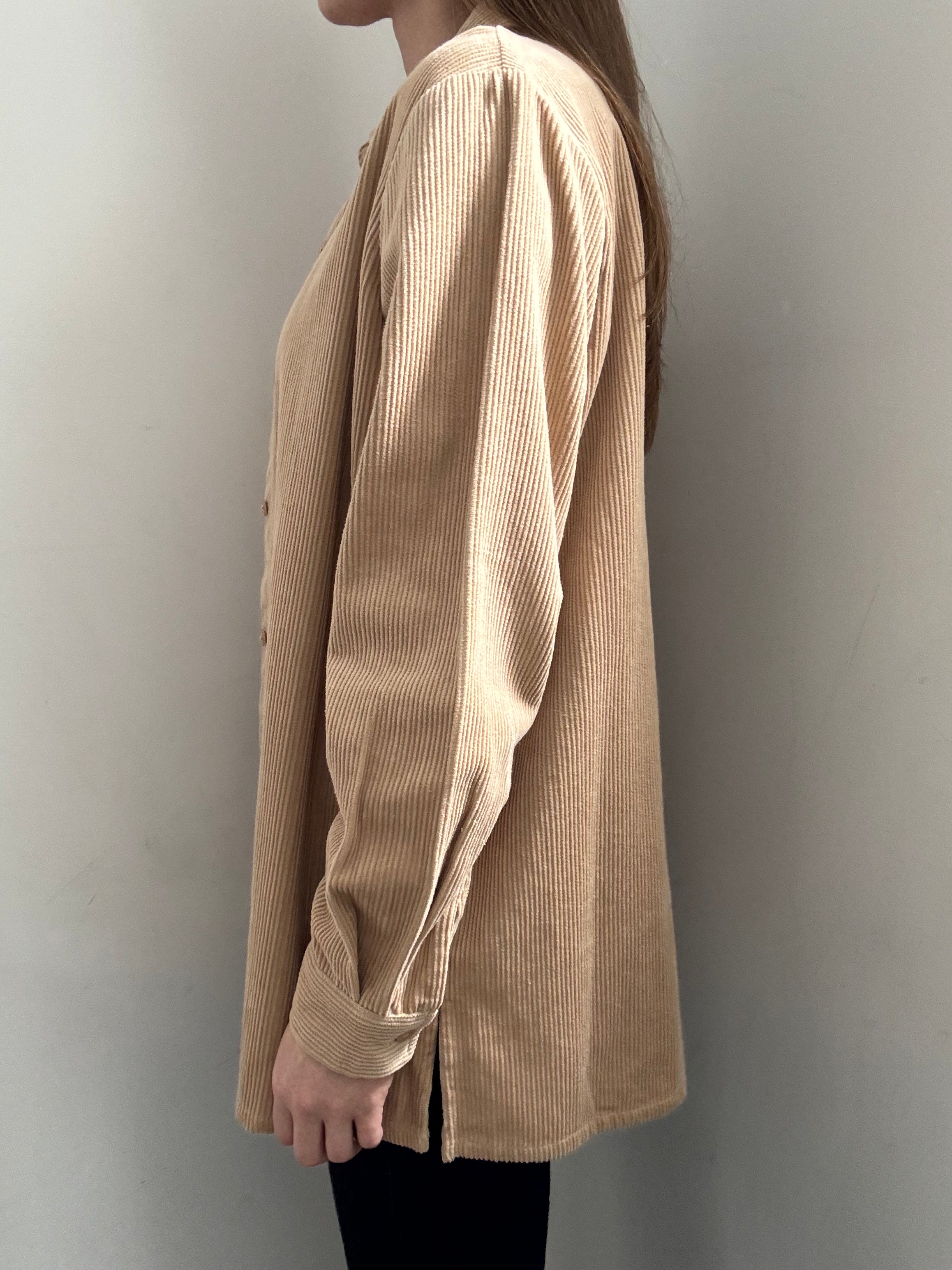 Vintage Tan Ribbed Shacket Button Up Size M