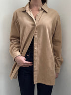 Vintage Tan Ribbed Shacket Button Up Size M