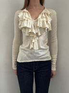 Vintage Ralph Lauren Ruffle Long Sleeve Blouse Size XS