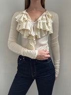 Vintage Ralph Lauren Ruffle Long Sleeve Blouse Size XS