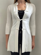 Vintage White Max Mara Frog Closure Long Duster Cardi Size SMall