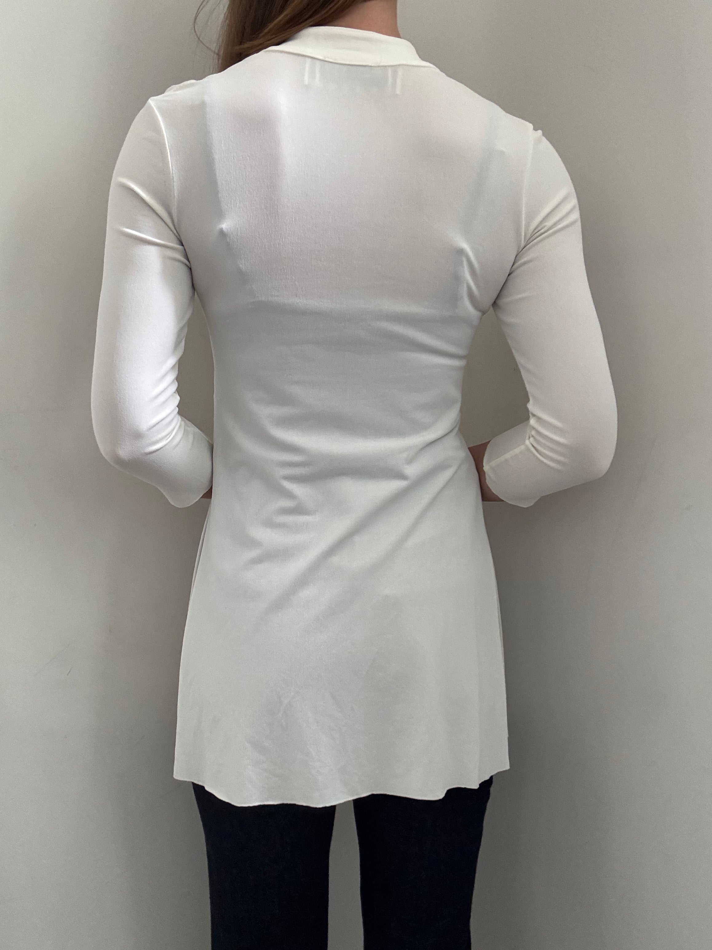 Vintage White Max Mara Frog Closure Long Duster Cardi Size SMall