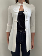 Vintage White Max Mara Frog Closure Long Duster Cardi Size SMall