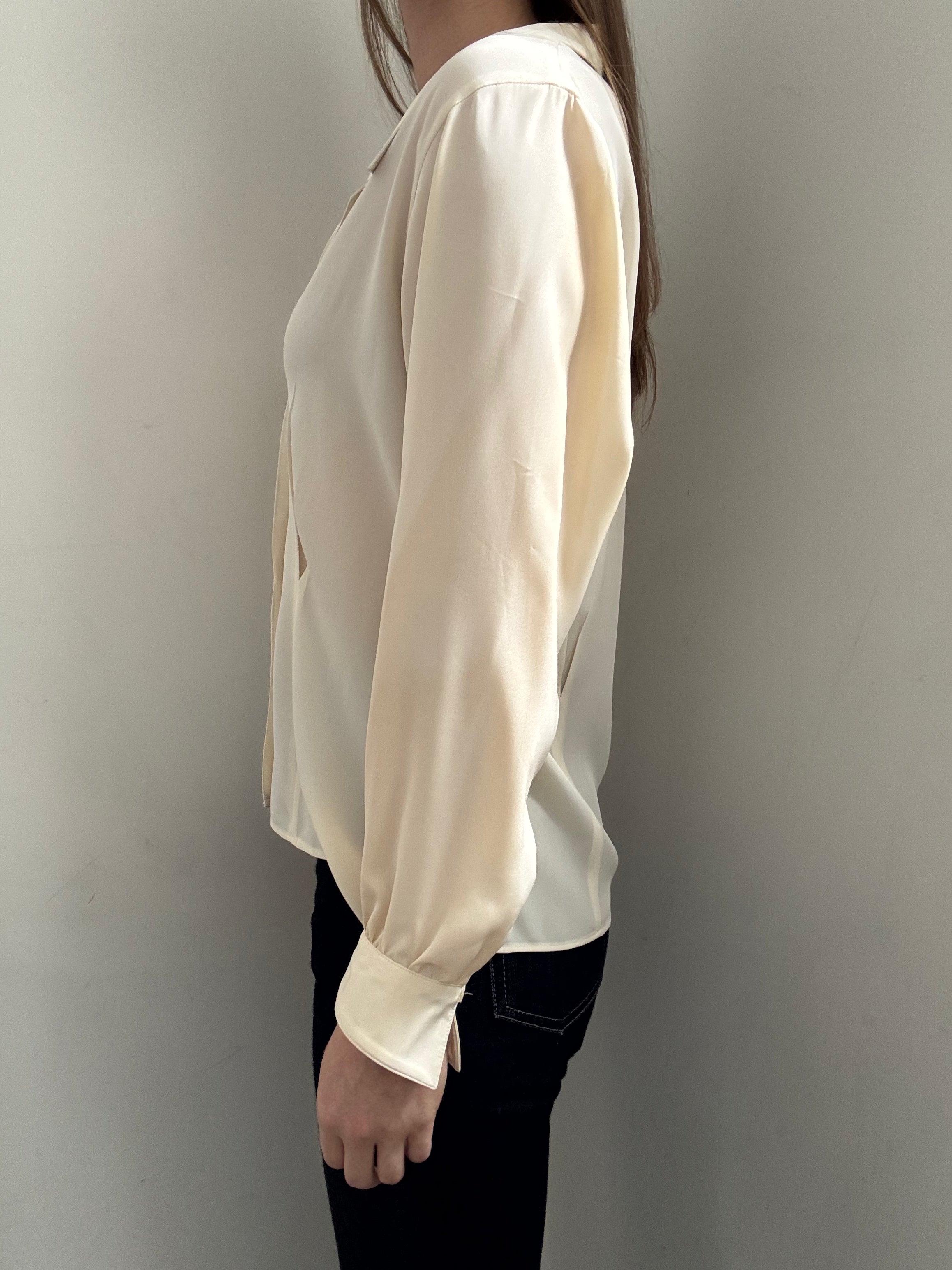 Vintage Cream Cinched Petite Blouse Size Medium