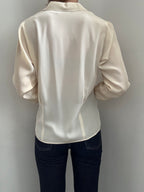 Vintage Cream Cinched Petite Blouse Size Medium