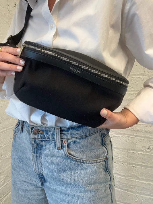 Vintage YSL Black Canvas Waist Pouch